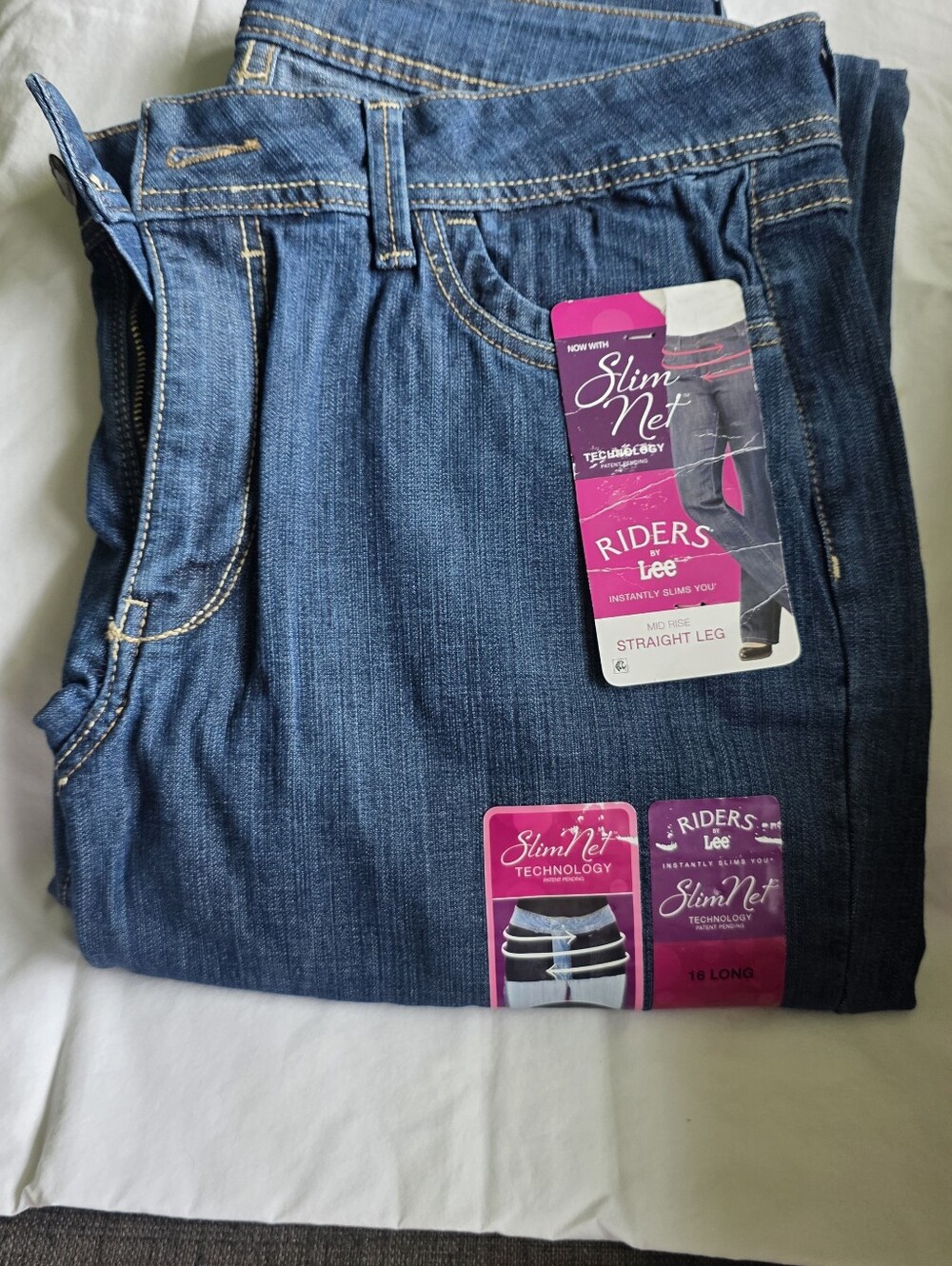 Riders by Lee Women's Straight Leg Jeans in Dark Blue with Contrast Stitching